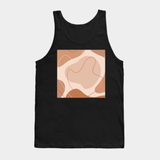 Brown and Beige Neutral Color Geometric Art Shapes and Lines Tank Top